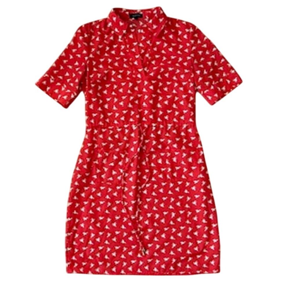 Spense Vintage Style Red Bird Print Dress Size 6 Cottagecore Grandmacore